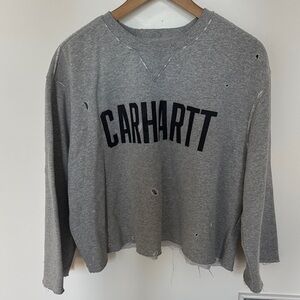 Carhartt Charcoal Gray Distressed Sweatshirt Small/Medium